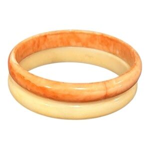 2 Vintage Lucite Bangle Bracelets Orange Cream Swirl VGC